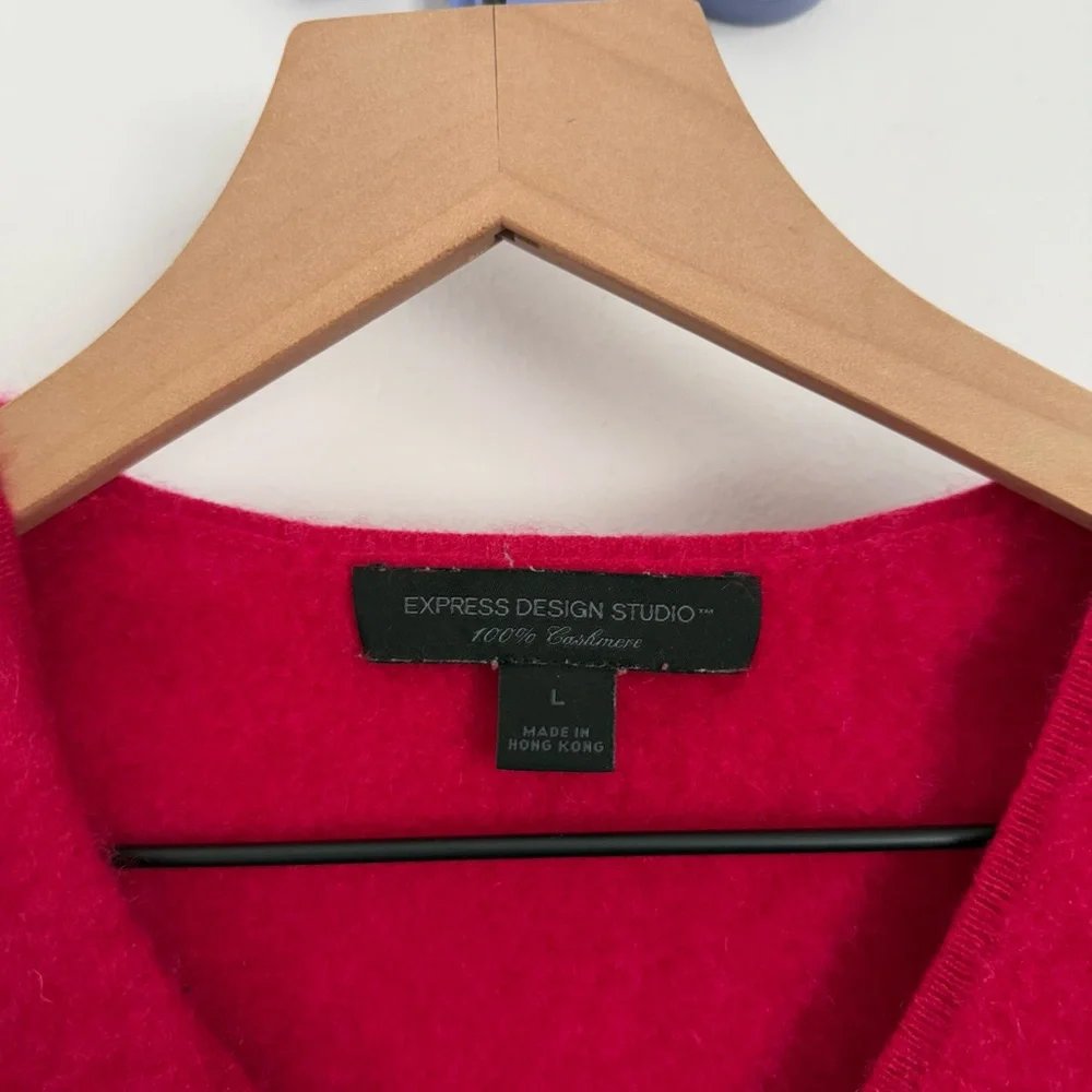 Express Large Y2K Cashmere V Neck Short‎ Sleeve Top Pink Preppy Office